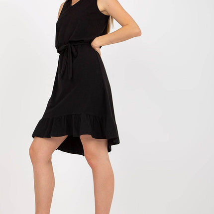 Sleeveless Flared Summer Cotton Dress with Sweetheart Neckline and Ruffle Hem - MimiStylez
