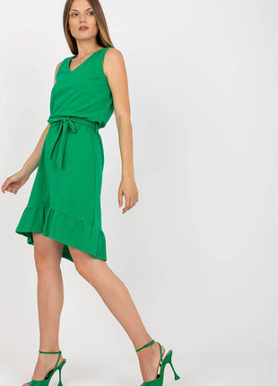 Sleeveless Flared Summer Cotton Dress with Sweetheart Neckline and Ruffle Hem - MimiStylez