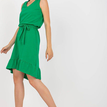 Sleeveless Flared Summer Cotton Dress with Sweetheart Neckline and Ruffle Hem - MimiStylez