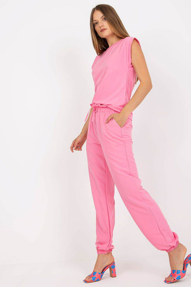 Women’s Cotton Co-Ord Set Summer Set – Classic Blouse with Neck Fastening & Long Elastic Waistband Pants with Side Pockets - MimiStylez