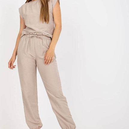 Women’s Cotton Co-Ord Set Summer Set – Classic Blouse with Neck Fastening & Long Elastic Waistband Pants with Side Pockets - MimiStylez