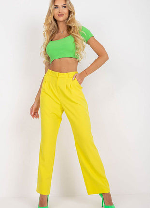 Women’s Wide-Leg Fabric Pants with Zipper & Hook-and-Loop Closure, Side Slip Pockets - MimiStylez