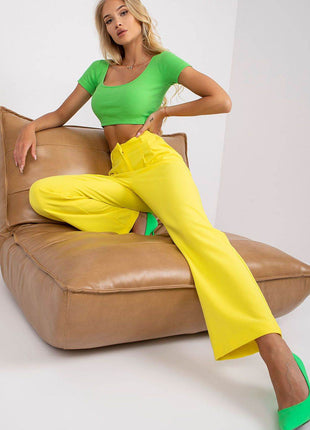 Women’s Wide-Leg Fabric Pants with Zipper & Hook-and-Loop Closure, Side Slip Pockets - MimiStylez