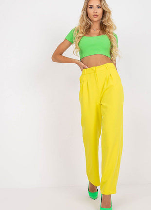 Women’s Wide-Leg Fabric Pants with Zipper & Hook-and-Loop Closure, Side Slip Pockets - MimiStylez