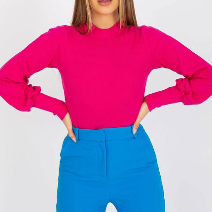 Ribbed Long Sleeve Blouse with Wide Cuffs - MimiStylez