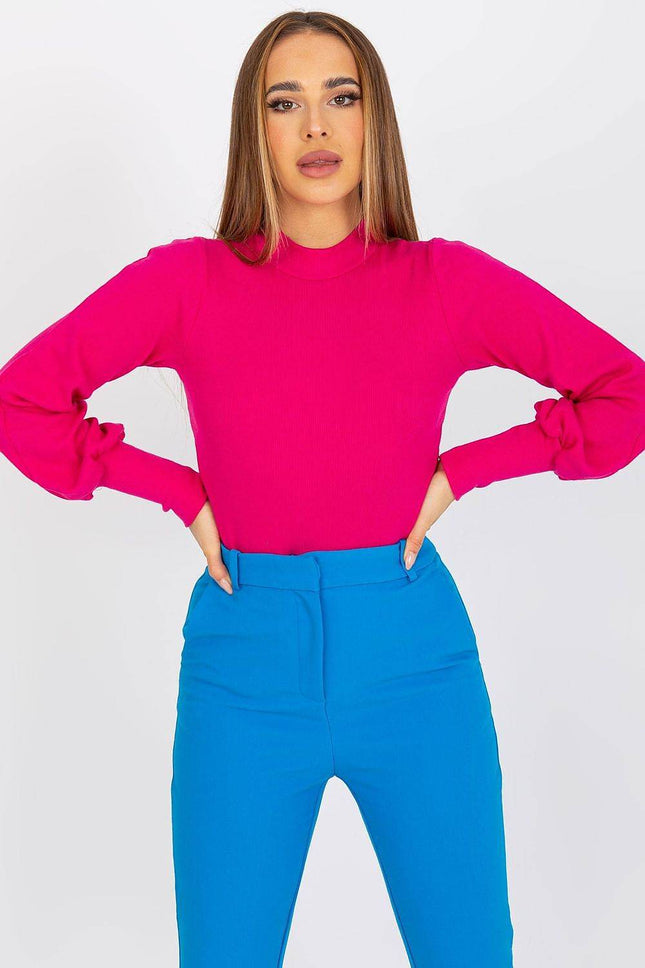 Ribbed Long Sleeve Blouse with Wide Cuffs - MimiStylez
