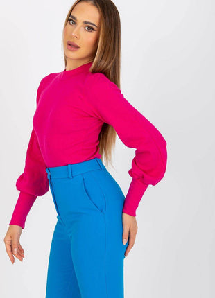Ribbed Long Sleeve Blouse with Wide Cuffs - MimiStylez