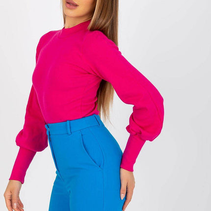 Ribbed Long Sleeve Blouse with Wide Cuffs - MimiStylez
