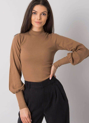 Ribbed Long Sleeve Blouse with Wide Cuffs - MimiStylez