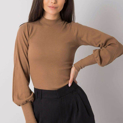 Ribbed Long Sleeve Blouse with Wide Cuffs - MimiStylez