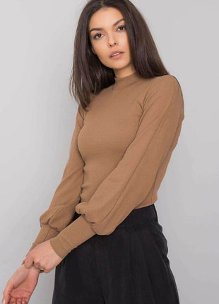 Ribbed Long Sleeve Blouse with Wide Cuffs - MimiStylez