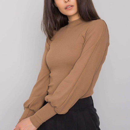 Ribbed Long Sleeve Blouse with Wide Cuffs - MimiStylez
