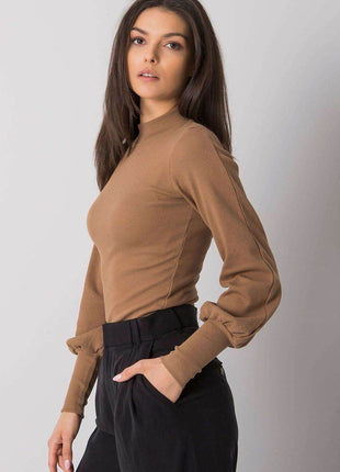 Ribbed Long Sleeve Blouse with Wide Cuffs - MimiStylez