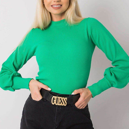 Ribbed Long Sleeve Blouse with Wide Cuffs - MimiStylez
