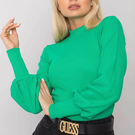 Ribbed Long Sleeve Blouse with Wide Cuffs - MimiStylez