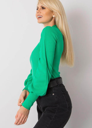 Ribbed Long Sleeve Blouse with Wide Cuffs - MimiStylez