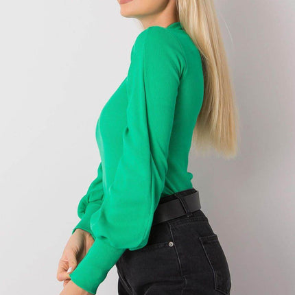 Ribbed Long Sleeve Blouse with Wide Cuffs - MimiStylez