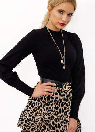 Ribbed Long Sleeve Blouse with Wide Cuffs - MimiStylez