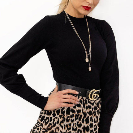 Ribbed Long Sleeve Blouse with Wide Cuffs - MimiStylez