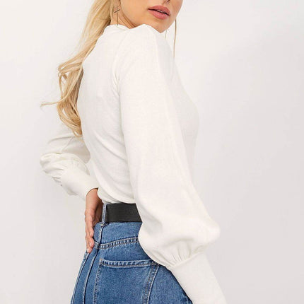Ribbed Long Sleeve Blouse with Wide Cuffs - MimiStylez