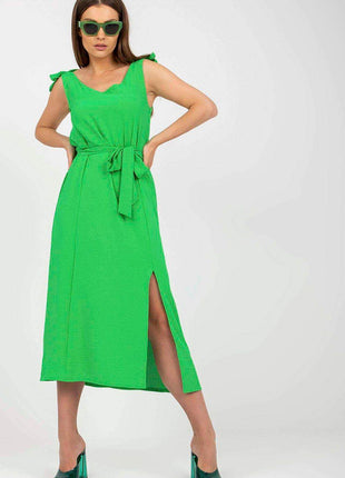 Summer Dress with Adjustable Straps and Front Slit - MimiStylez