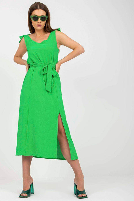 Summer Dress with Adjustable Straps and Front Slit - MimiStylez