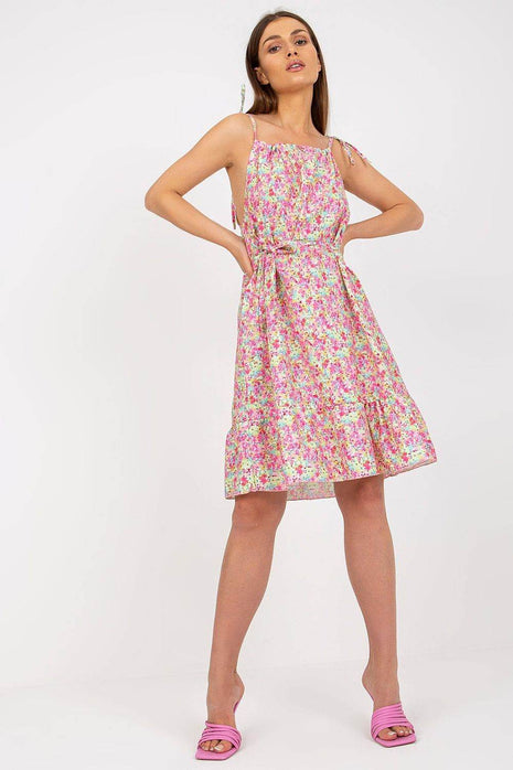 Colorful Patterned Summer Dress with Tie Straps and Waist - MimiStylez