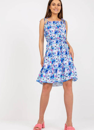 Colorful Patterned Summer Dress with Tie Straps and Waist - MimiStylez