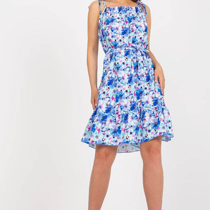 Colorful Patterned Summer Dress with Tie Straps and Waist - MimiStylez