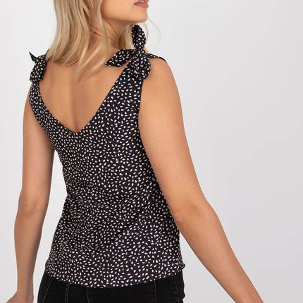 Straight-Cut Top with Heart Neckline and Decorative Tie Straps - MimiStylez
