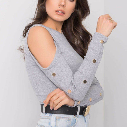 Fitted Cotton Ribbed Long-Sleeve Blouse - MimiStylez