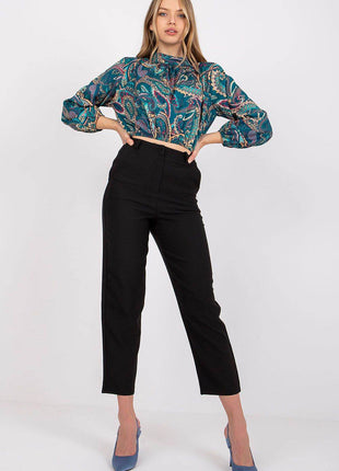 Chic Short Blouse with Long Sleeves & Stand-Up Collar - MimiStylez