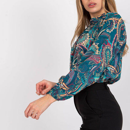 Chic Short Blouse with Long Sleeves & Stand-Up Collar - MimiStylez