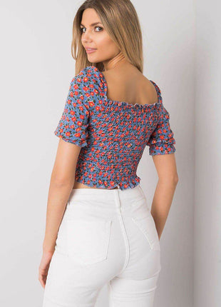 Chic Fitted Cotton Blouse with V-Neck and Adjustable Front Tie - MimiStylez