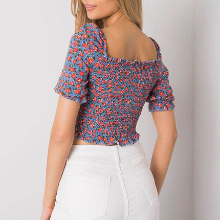 Chic Fitted Cotton Blouse with V-Neck and Adjustable Front Tie - MimiStylez