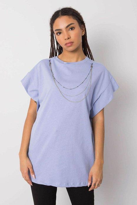 Loose-Fit Cotton Blouse with Short Sleeves and Detachable Chain - MimiStylez