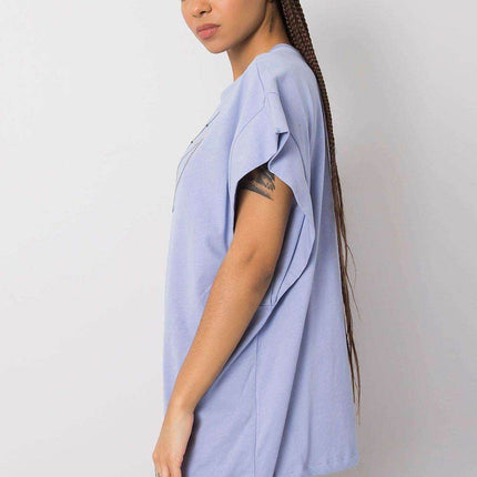 Loose-Fit Cotton Blouse with Short Sleeves and Detachable Chain - MimiStylez