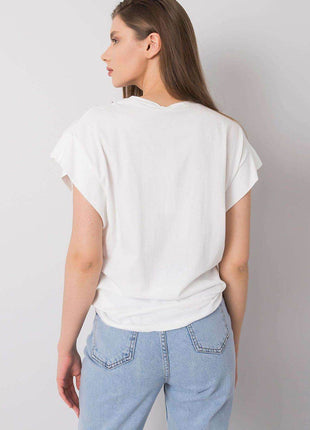 Loose-Fit Cotton Blouse with Short Sleeves and Detachable Chain - MimiStylez