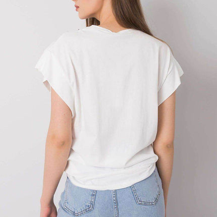 Loose-Fit Cotton Blouse with Short Sleeves and Detachable Chain - MimiStylez