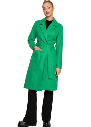Belted Fleece Coat with Classic Collar & Large Front Pockets – Fully Lined - MimiStylez