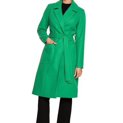 Belted Fleece Coat with Classic Collar & Large Front Pockets – Fully Lined - MimiStylez