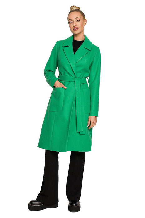 Belted Fleece Coat with Classic Collar & Large Front Pockets – Fully Lined - MimiStylez