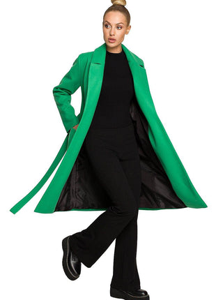 Belted Fleece Coat with Classic Collar & Large Front Pockets – Fully Lined - MimiStylez