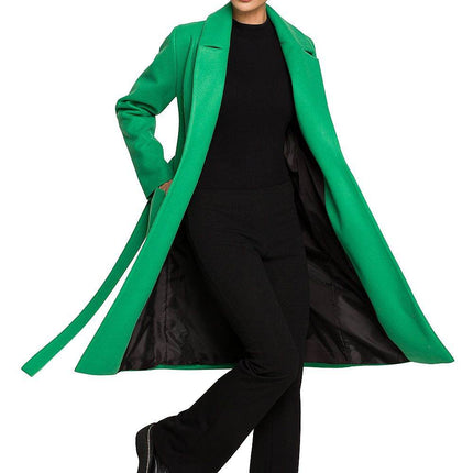 Belted Fleece Coat with Classic Collar & Large Front Pockets – Fully Lined - MimiStylez