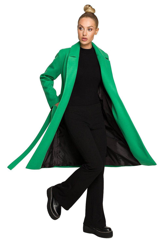 Belted Fleece Coat with Classic Collar & Large Front Pockets – Fully Lined - MimiStylez