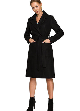 Belted Fleece Coat with Classic Collar & Large Front Pockets – Fully Lined - MimiStylez