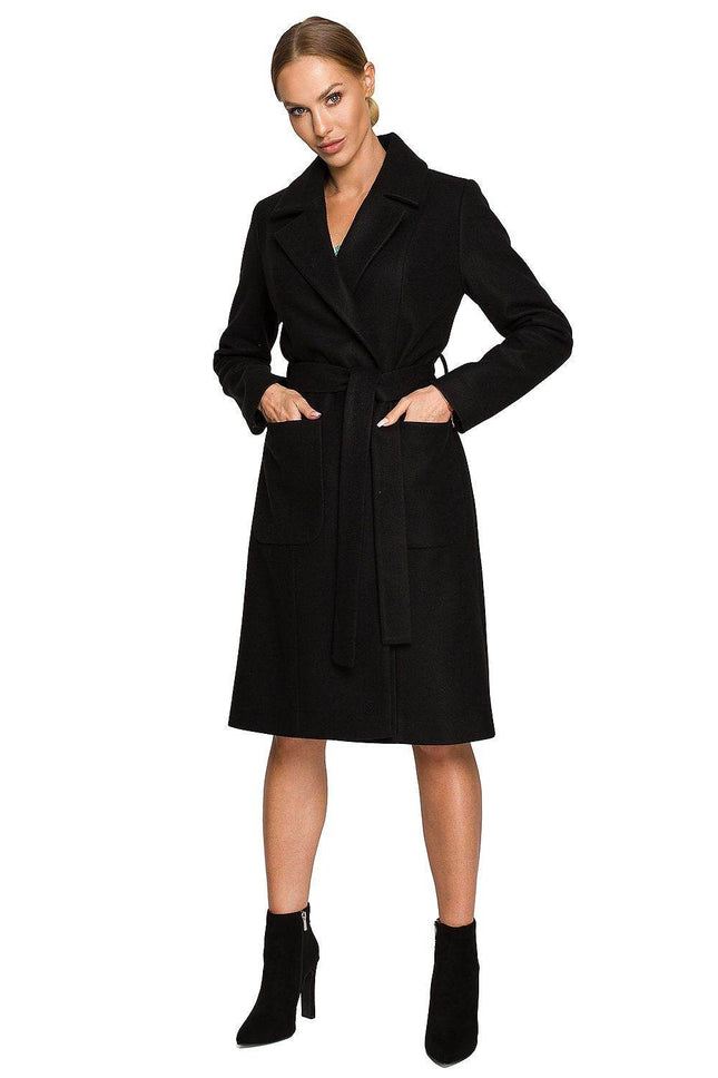 Belted Fleece Coat with Classic Collar & Large Front Pockets – Fully Lined - MimiStylez