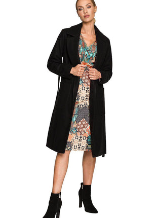 Belted Fleece Coat with Classic Collar & Large Front Pockets – Fully Lined - MimiStylez