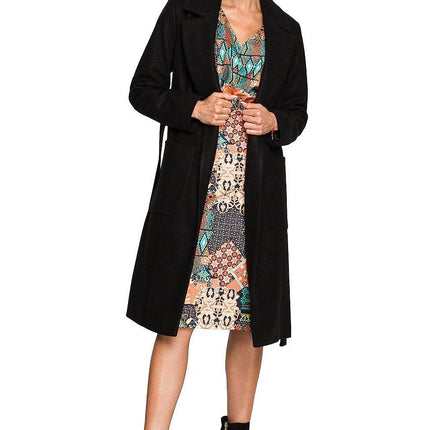 Belted Fleece Coat with Classic Collar & Large Front Pockets – Fully Lined - MimiStylez