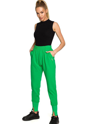 Embroidered Cotton Sweatpants with Hem Slits and Accent Details - MimiStylez